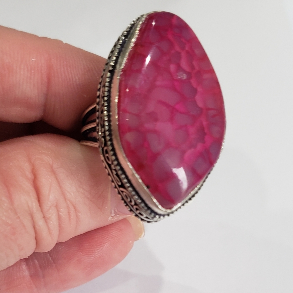 Handmade Pink Rhodonite 925 silver  ring. New never worn. - Picture 2 of 16